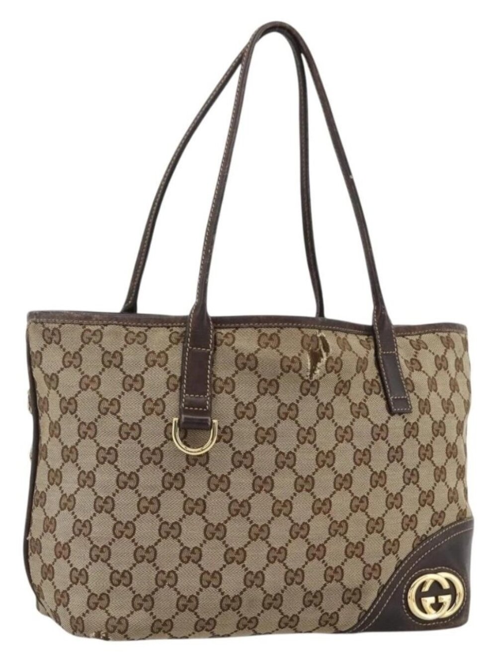 GUCCI GG Canvas Abbey Tote Bag Beige Gold 169946 Auth 173390